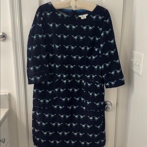 Boden Blue Bird Patterned corduroy Cornelia Dress